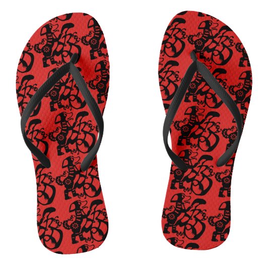 Black Dog Papercut Chinese New Year 2018 Flip Flop (Voetbed)
