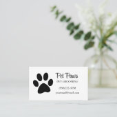 Black Dog Paw op White Pet Grooming Service Visitekaartje (Staand voorkant)
