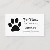 Black Dog Paw op White Pet Grooming Service Visitekaartje (Voorkant)