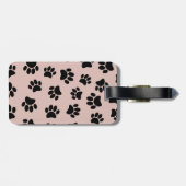 Black Dog Paw Pattern op Roos Gold Bagagelabel (Achterkant horizontaal)