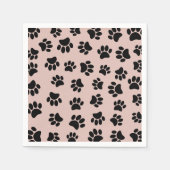 Black Dog Paw Pattern op Roos Gold Servet (Voorkant)