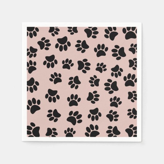 Black Dog Paw Pattern op Roos Gold Servet (Voorkant)