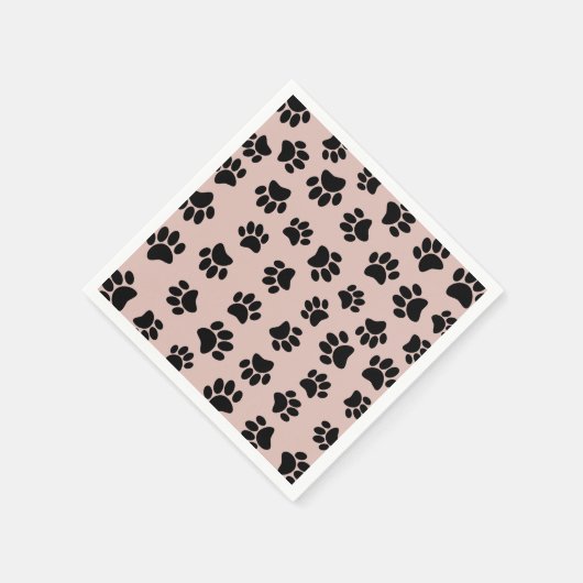Black Dog Paw Pattern op Roos Gold Servet (Hoek)