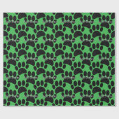 Black Dog Paw Print Aangepaste naam Distressed Gre Cadeaupapier (Vlak)