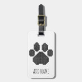 Black Dog Paw Print Building Block Aangepaste naam Bagagelabel (Voorkant verticaal)