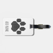 Black Dog Paw Print Building Block Aangepaste naam Bagagelabel (Achterkant horizontaal)