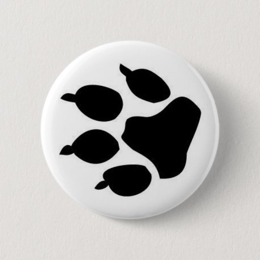 Black Dog Paw Print Button (Voorkant)