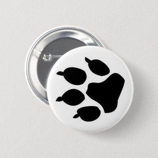 Black Dog Paw Print Button (Voorkant /achterkant)