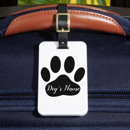 Black Dog Paw Print met aangepaste naam Bagagelabel (Voorkant Insitu 2)