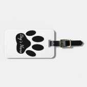 Black Dog Paw Print met aangepaste naam Bagagelabel (Voorkant horizontaal)