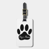 Black Dog Paw Print met aangepaste naam Bagagelabel (Voorkant verticaal)