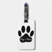 Black Dog Paw Print met aangepaste naam Bagagelabel (Achterkant verticaal)