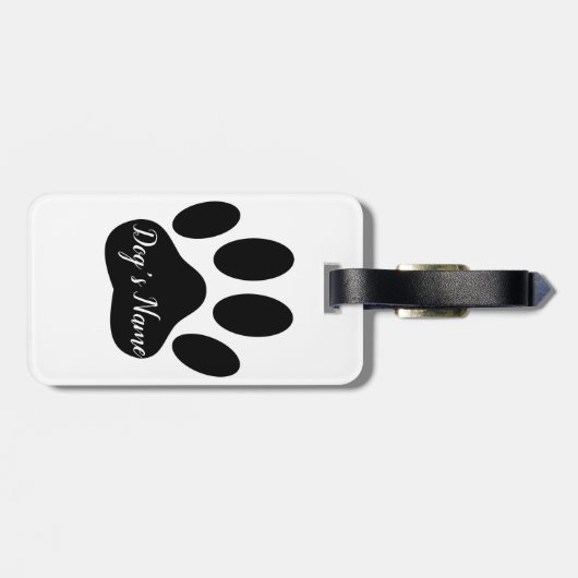 Black Dog Paw Print met aangepaste naam Bagagelabel (Achterkant horizontaal)