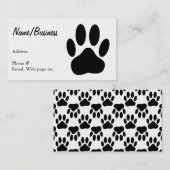 Black Dog Paw Print op maat Visitekaartje (Voorkant / Achterkant)