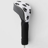 Black Dog Paw Print Pattern Golfheadcover (Schuin)