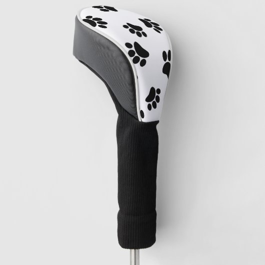 Black Dog Paw Print Pattern Golfheadcover (Schuin)