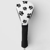 Black Dog Paw Print Pattern Golfheadcover (Voorkant)