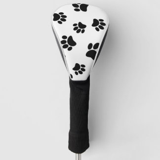 Black Dog Paw Print Pattern Golfheadcover