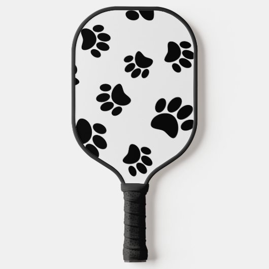 Black Dog Paw Print Pattern Pickleball Paddle (Voorkant)