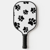 Black Dog Paw Print Pattern Pickleball Paddle (Achterkant)