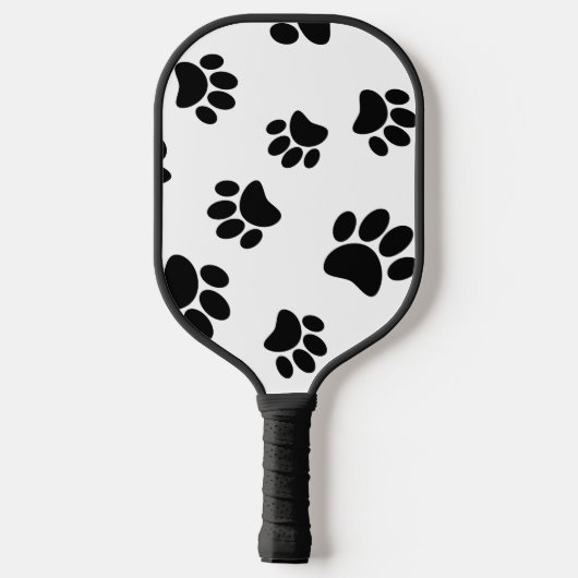 Black Dog Paw Print Pattern Pickleball Paddle (Achterkant)