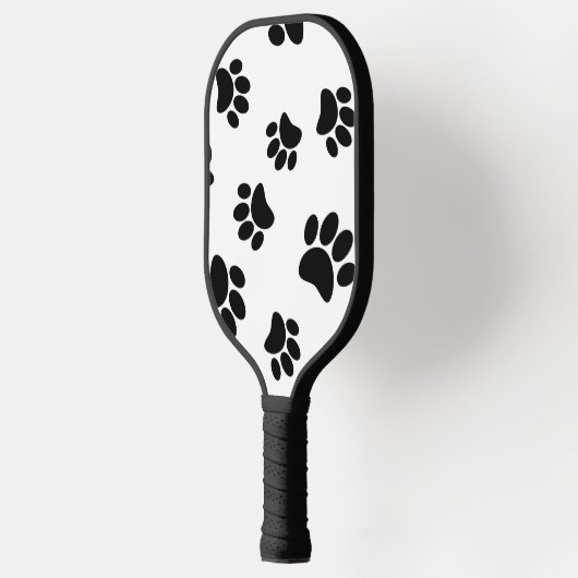 Black Dog Paw Print Pattern Pickleball Paddle (Links)