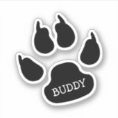 Black Dog Paw Print With Name Sticker (Voorkant)