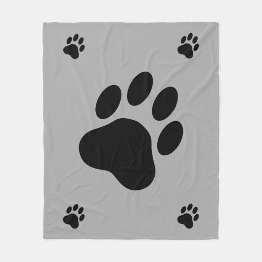 Black Dog Paw Silhouettes Fleece Deken (Voorkant)