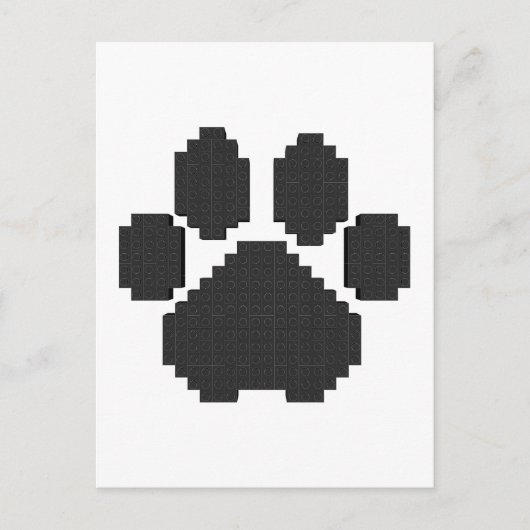 Black Dog Pawprint Building Blocks Briefkaart (Voorkant)