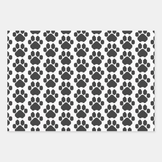 Black Dog Pawprint Building Blocks Inpakpapier Vel (Voorkant 3)