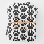 Black Dog Pawprint Building Blocks Inpakpapier Vel (In situ)