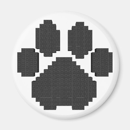 Black Dog Pawprint Building Blocks Magneet (Voorkant)