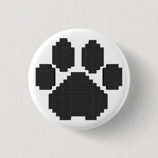 Black Dog Pawprint Building Blocks Ronde Button 3,2 Cm (Voorkant)