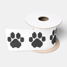 Black Dog Pawprint Building Blocks Satijnen Lint