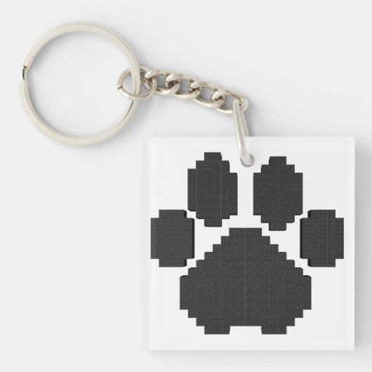 Black Dog Pawprint Building Blocks Sleutelhanger (voorkant)