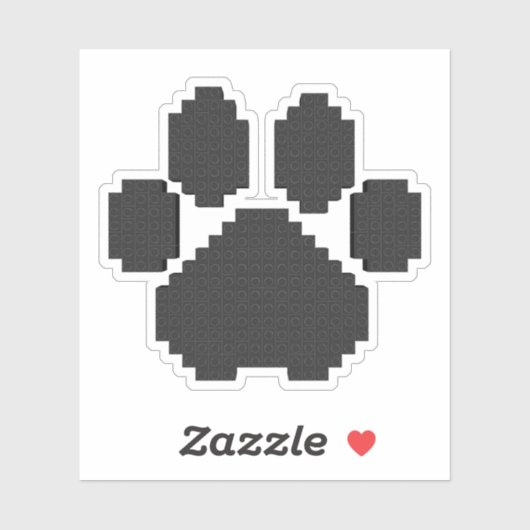 Black Dog Pawprint Building Blocks Sticker (Vel)