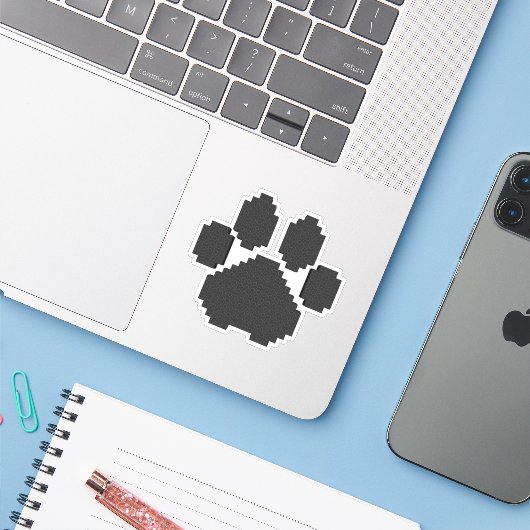 Black Dog Pawprint Building Blocks Sticker (Laptop met iPhone)