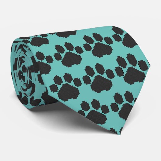 Black Dog Pawprint Building Blocks Stropdas (Opgerold)
