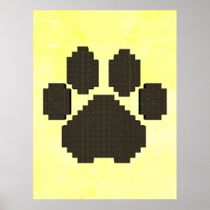 Black Dog Pawprint Building Blocks versteld Poster