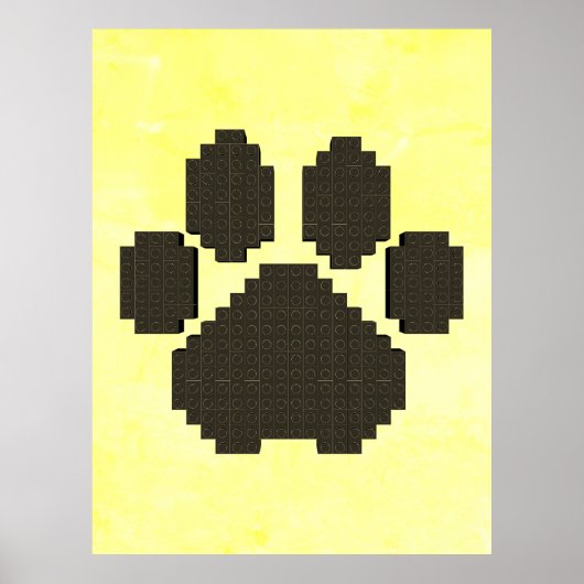 Black Dog Pawprint Building Blocks versteld Poster (Voorkant)