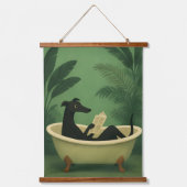 Black Dog Reading Newspaper Wall Art Hangend Wandkleed (Voorkant)