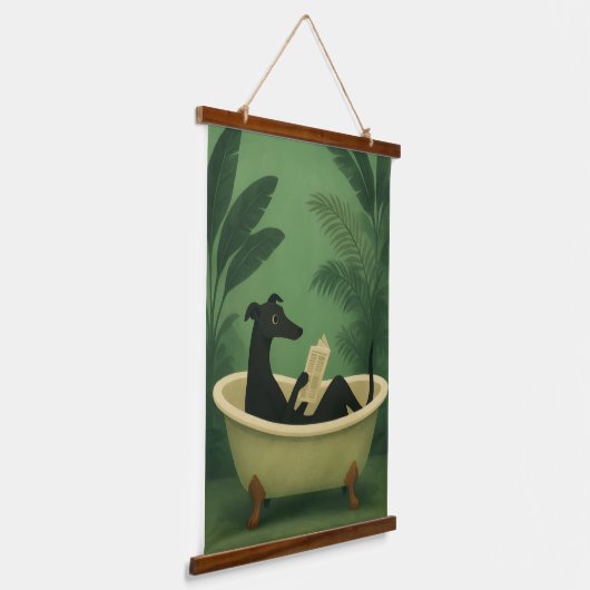 Black Dog Reading Newspaper Wall Art Hangend Wandkleed (Gebogen)