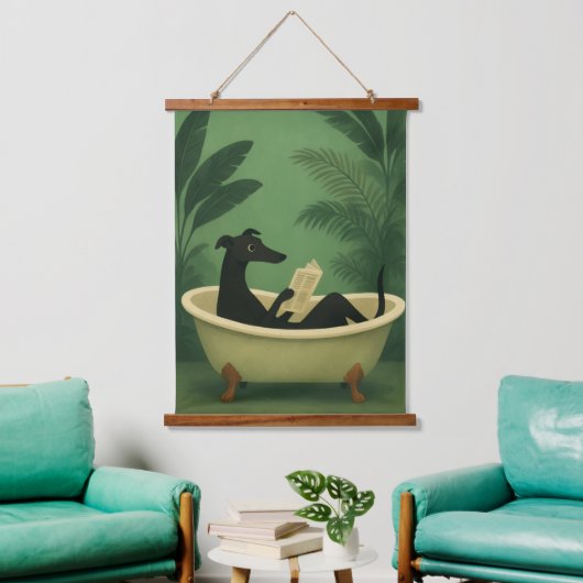 Black Dog Reading Newspaper Wall Art Hangend Wandkleed (Woonkamer)