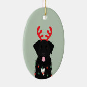 Black Dog Reindeer-kerstlampjes Keramisch Ornament (Rechts)