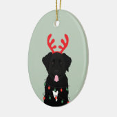 Black Dog Reindeer-kerstlampjes Keramisch Ornament (Links)
