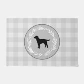 Black Dog Silhouette Buffalo Check Pattern Grey Deurmat (Voorkant)