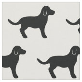 Black Dog Silhouette Pattern Stof (Close Up)
