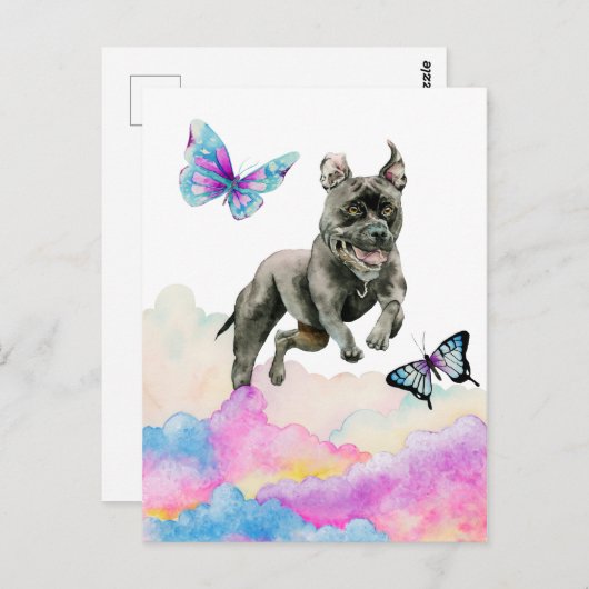 Black Dog springt over regenboogwolken Briefkaart (Voorkant / Achterkant)