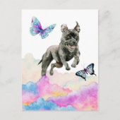 Black Dog springt over regenboogwolken Briefkaart (Voorkant)
