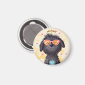 Black Dog Valentijnsdag Hart Badge Kinderen School Magneet (Voorkant / Achterkant)
